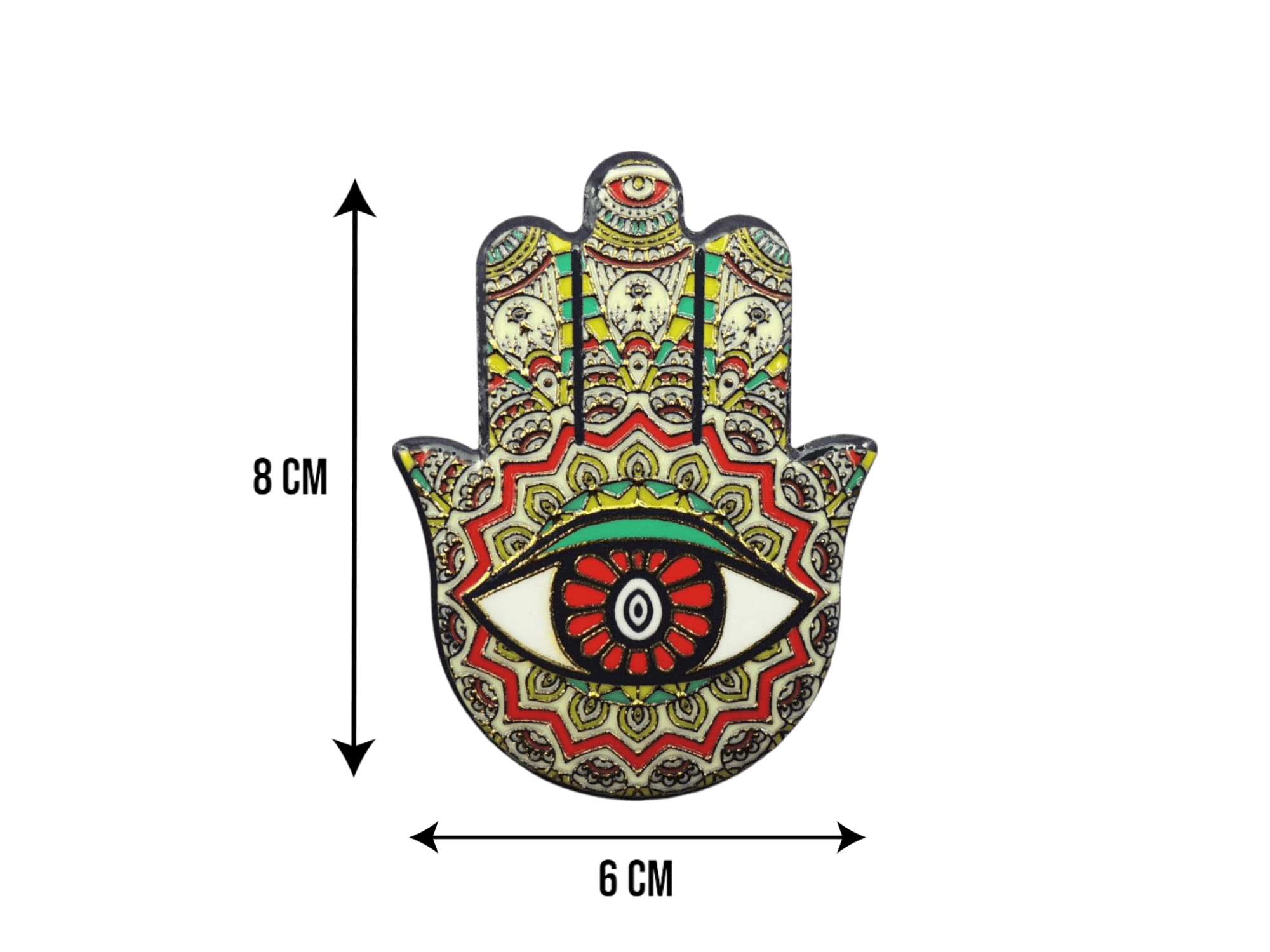 Mano de Fátima de cerámica con imán | Dorado | Mod 8 | 6 cm x 8cm - Imagen 2