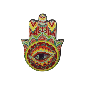 Mano de Fátima de cerámica con imán | Dorado | Mod 9 | 6 cm x 8cm