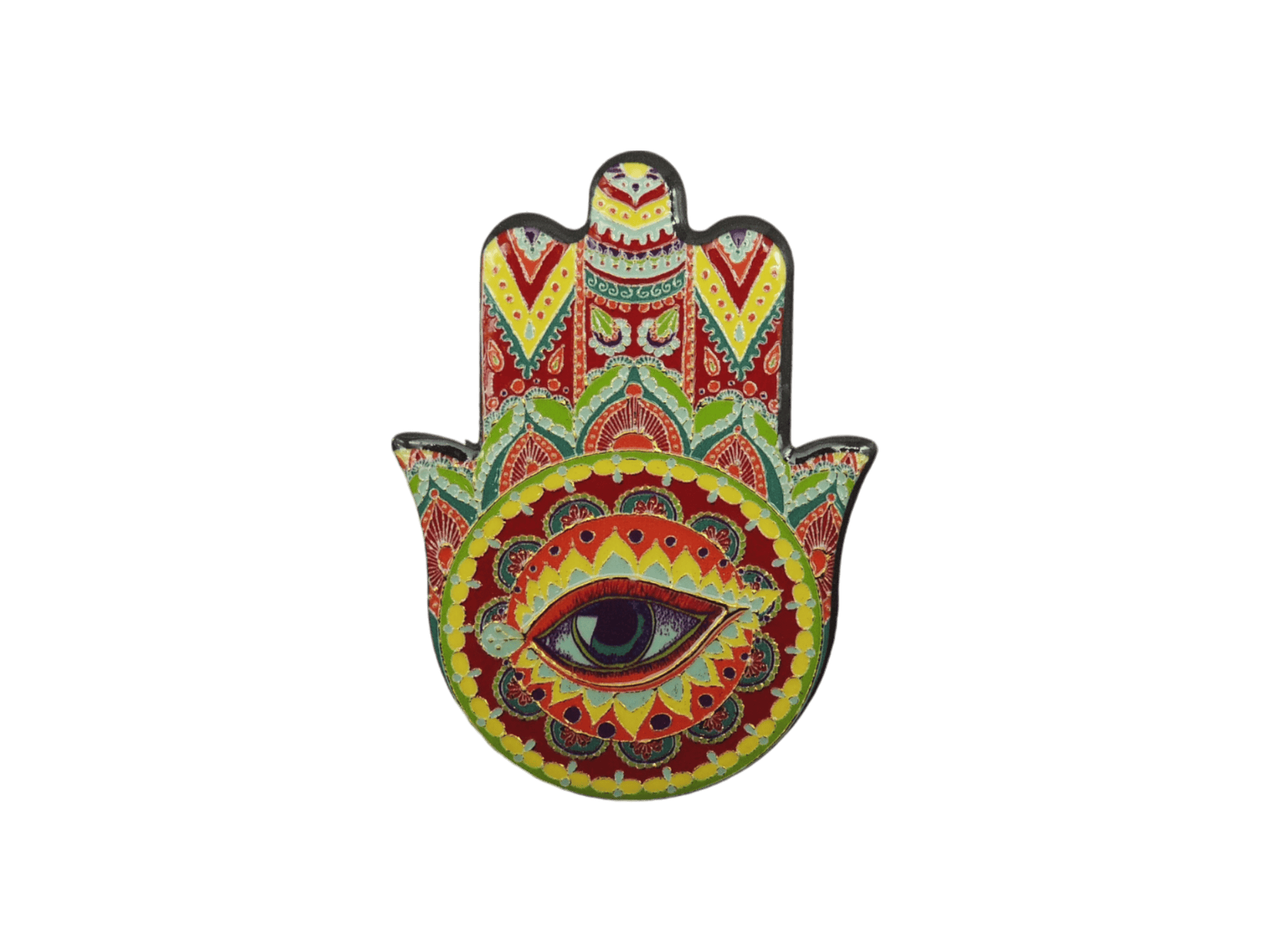 Mano de Fátima de cerámica con imán | Dorado | Mod 9 | 6 cm x 8cm