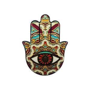 Mano de Fátima de cerámica con imán | Dorado | Mod 10 | 6 cm x 8cm