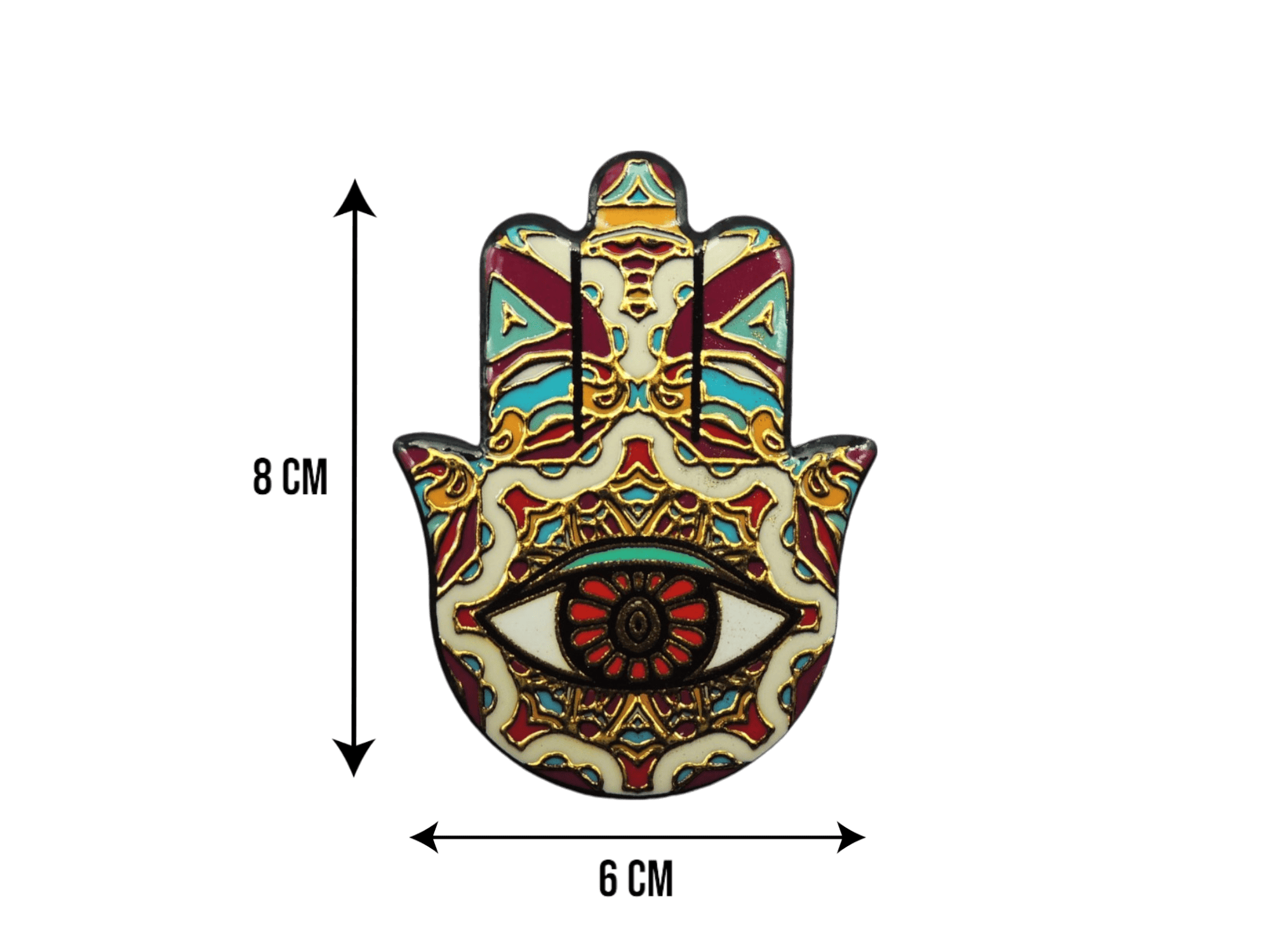 Mano de Fátima de cerámica con imán | Dorado | Mod 10 | 6 cm x 8cm - Imagen 2