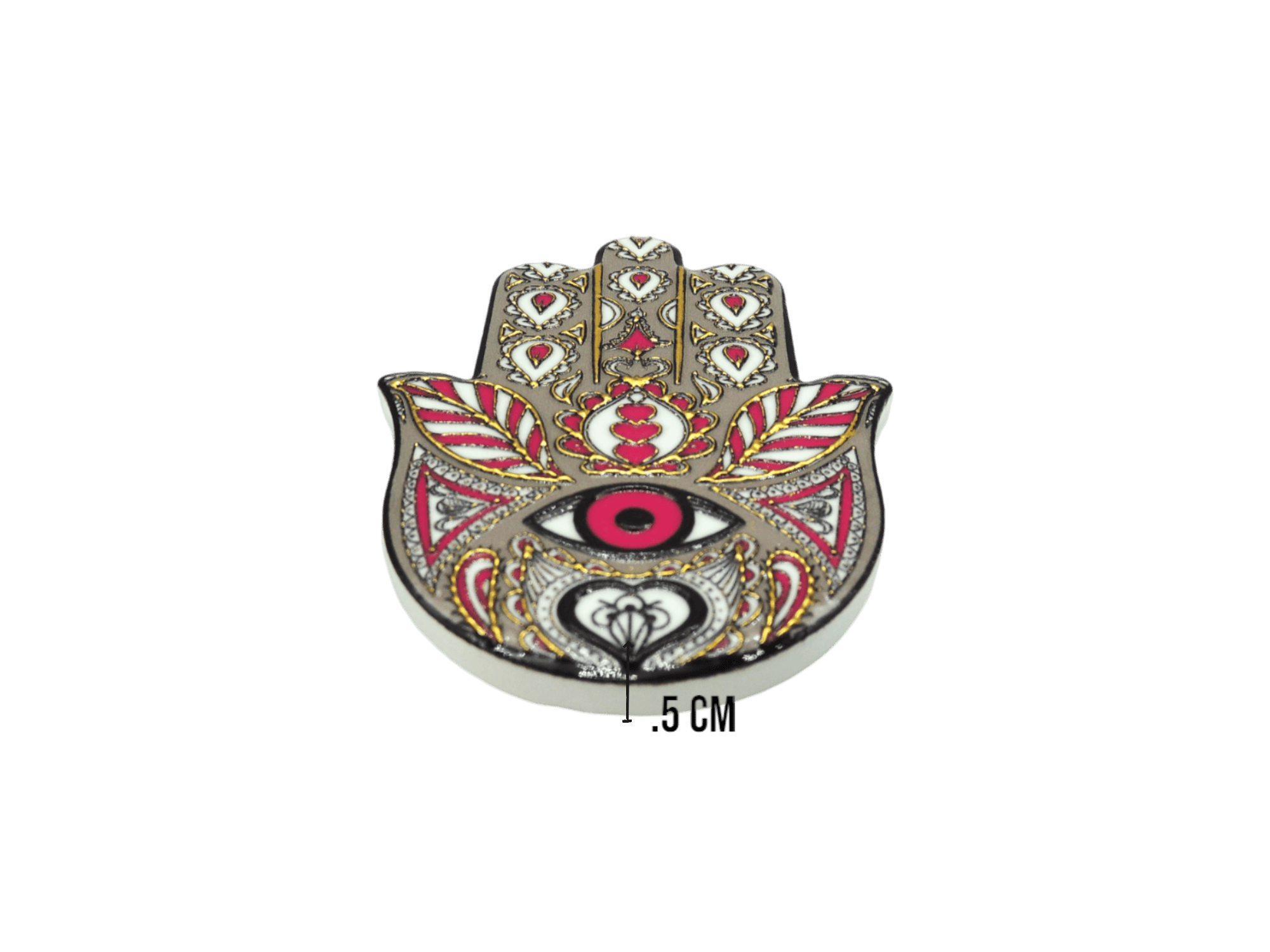 Mano de Fátima de cerámica con imán | Dorado | Mod 12 | 6 cm x 8cm - Imagen 3
