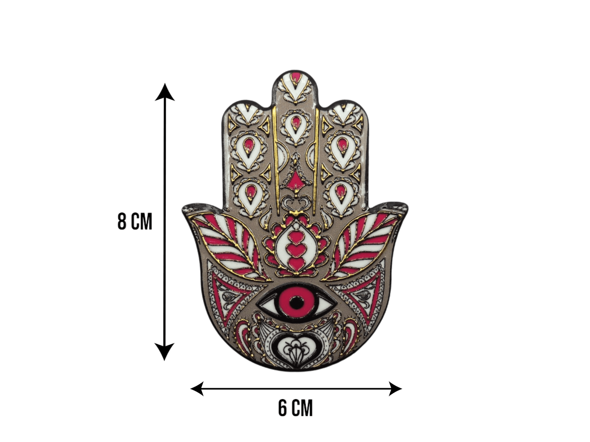 Mano de Fátima de cerámica con imán | Dorado | Mod 12 | 6 cm x 8cm - Imagen 2