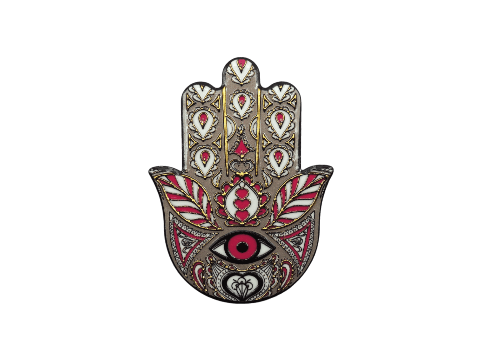 Mano de Fátima de cerámica con imán | Dorado | Mod 12 | 6 cm x 8cm