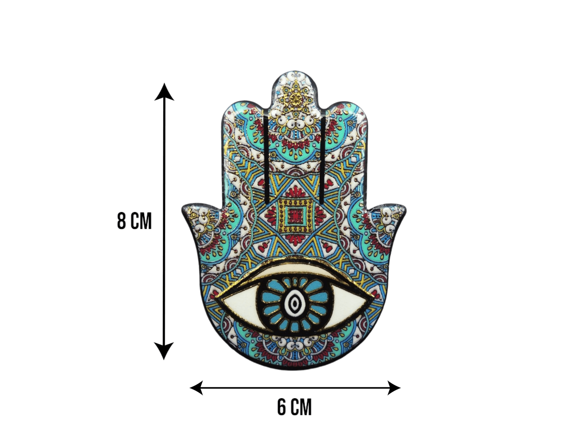 Mano de Fátima de cerámica con imán | Dorado | Mod 13 | 6 cm x 8cm - Imagen 2