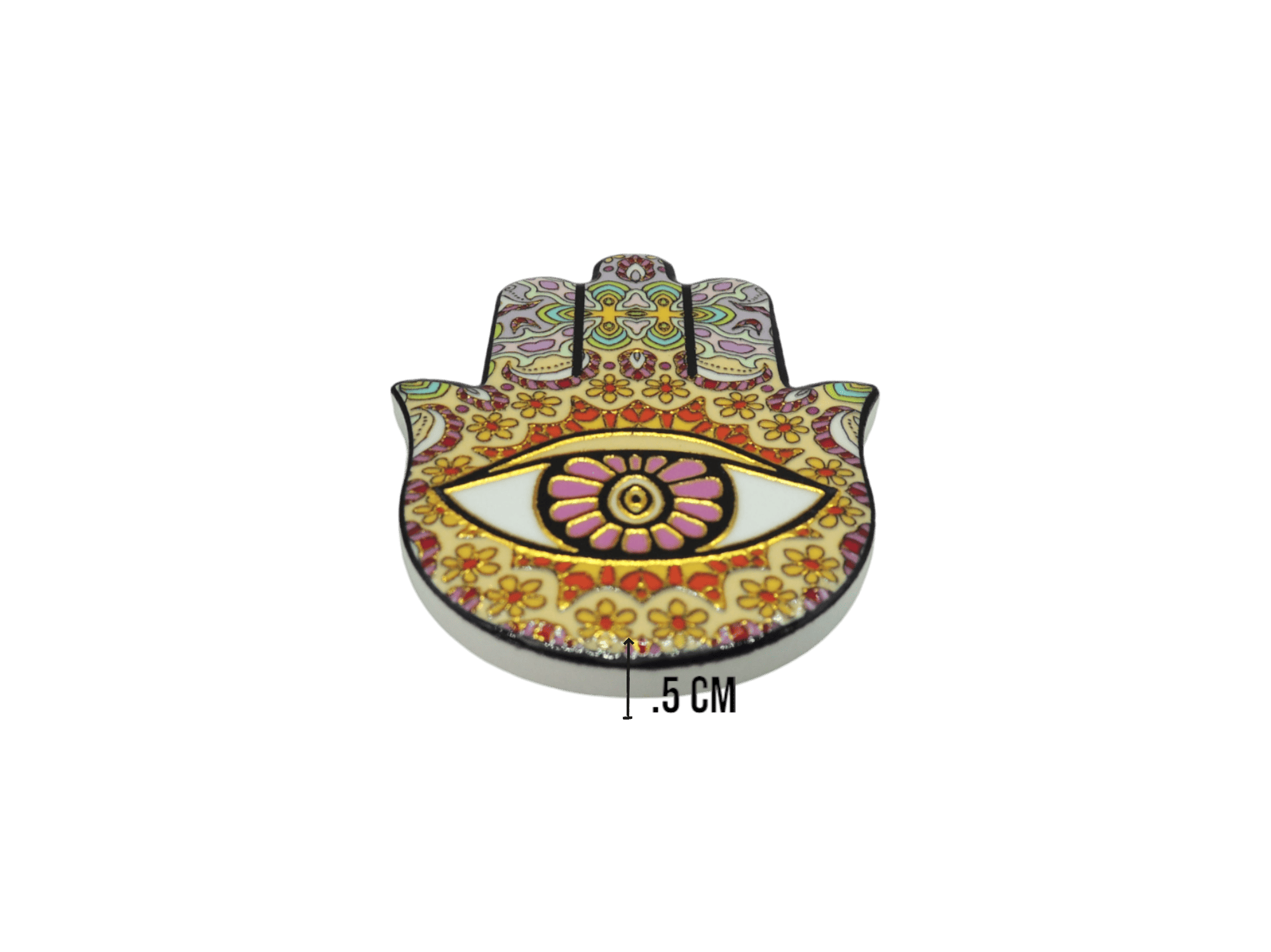 Mano de Fátima de cerámica con imán | Dorado | Mod 14 | 6 cm x 8cm - Imagen 3