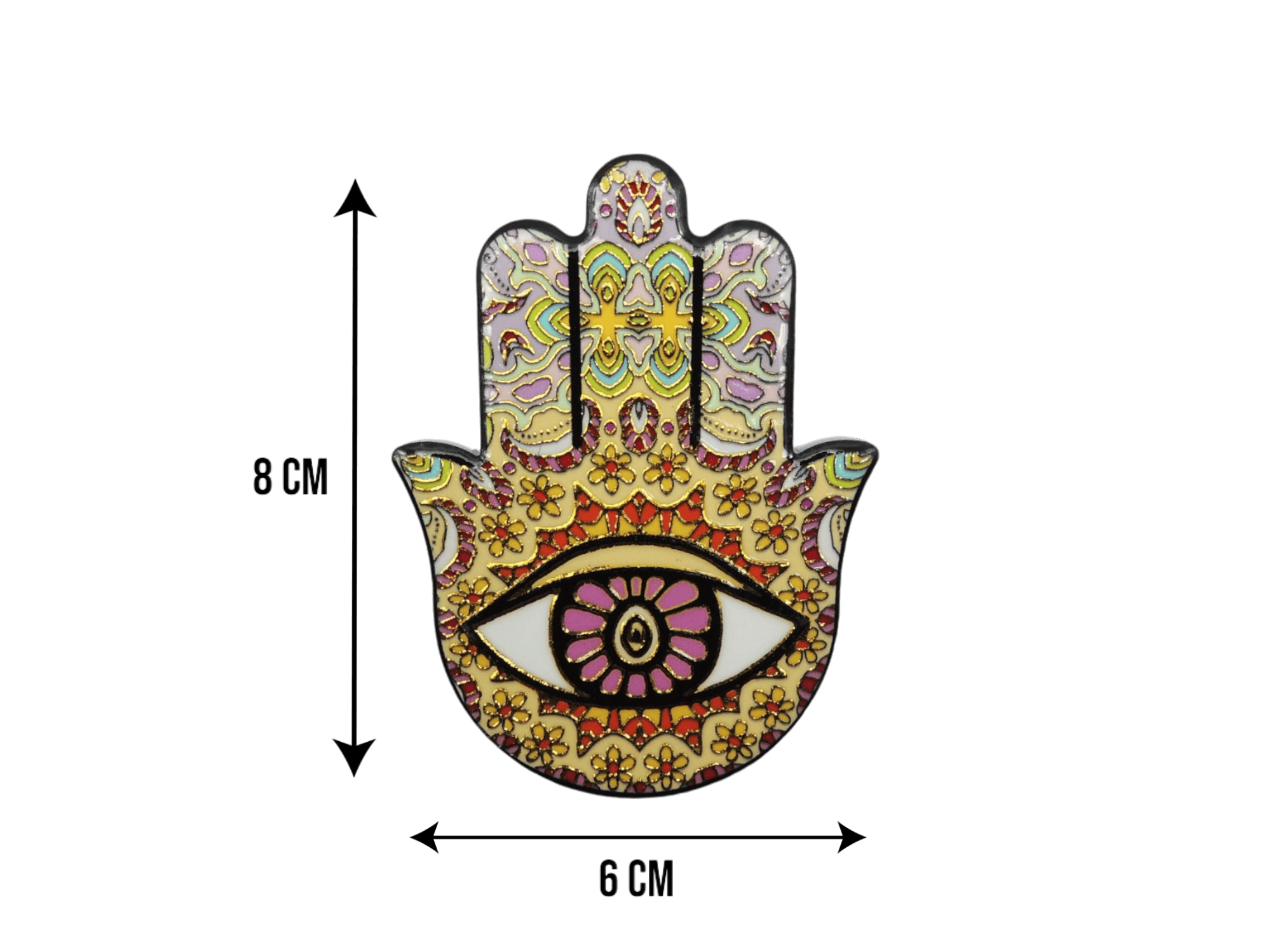 Mano de Fátima de cerámica con imán | Dorado | Mod 14 | 6 cm x 8cm - Imagen 2