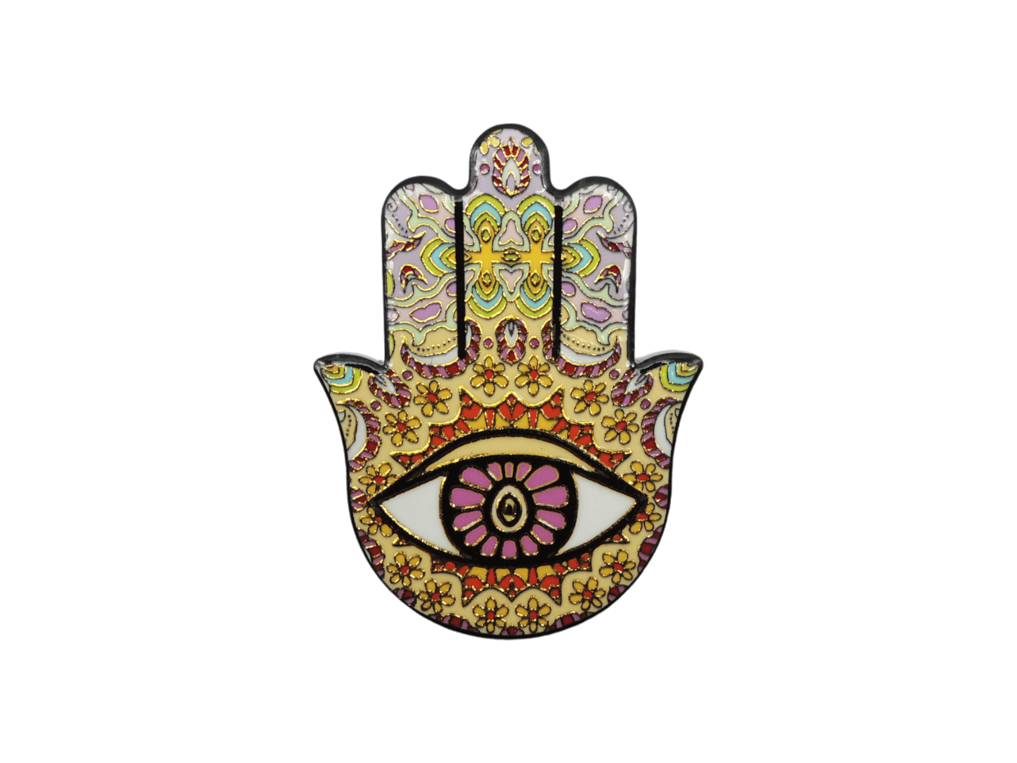 Mano de Fátima de cerámica con imán | Dorado | Mod 14 | 6 cm x 8cm