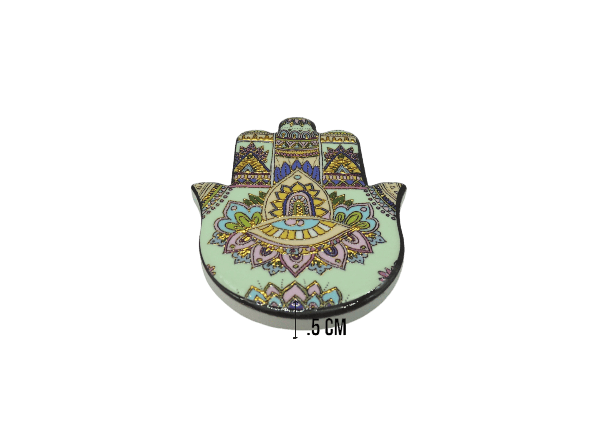 Mano de Fátima de cerámica con imán | Dorado | Mod 15 | 6 cm x 8cm - Imagen 3