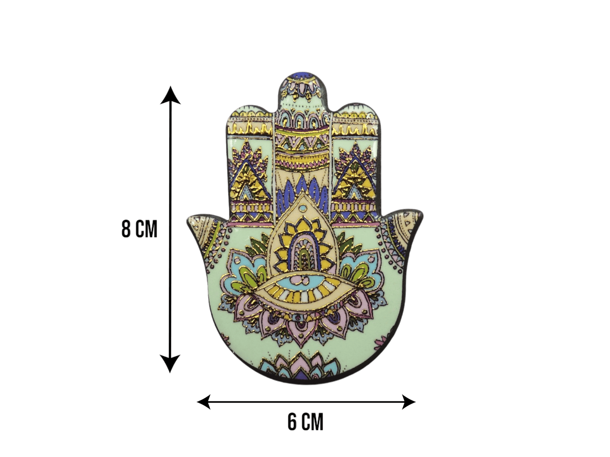 Mano de Fátima de cerámica con imán | Dorado | Mod 15 | 6 cm x 8cm - Imagen 2