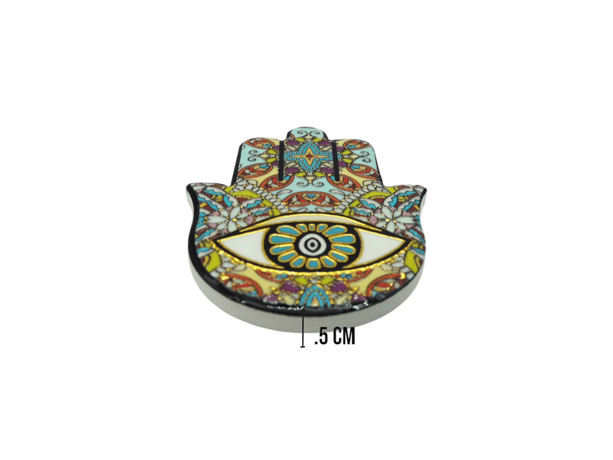 Mano de Fátima de cerámica con imán | Dorado | Mod 1 | 6 cm x 8cm - Imagen 3