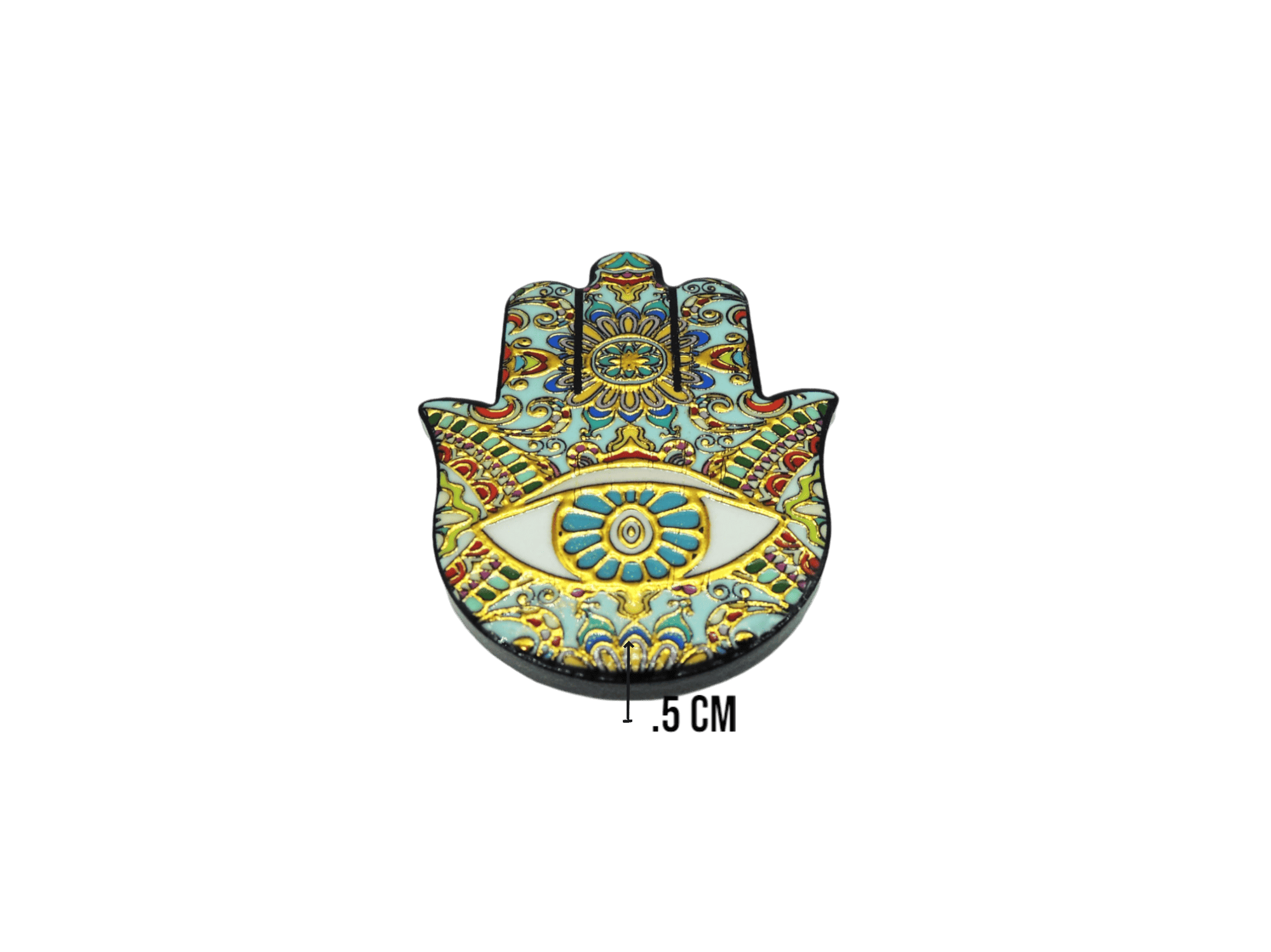 Mano de Fátima de cerámica con imán | Dorado | Mod 4 | 6 cm x 8cm - Imagen 3