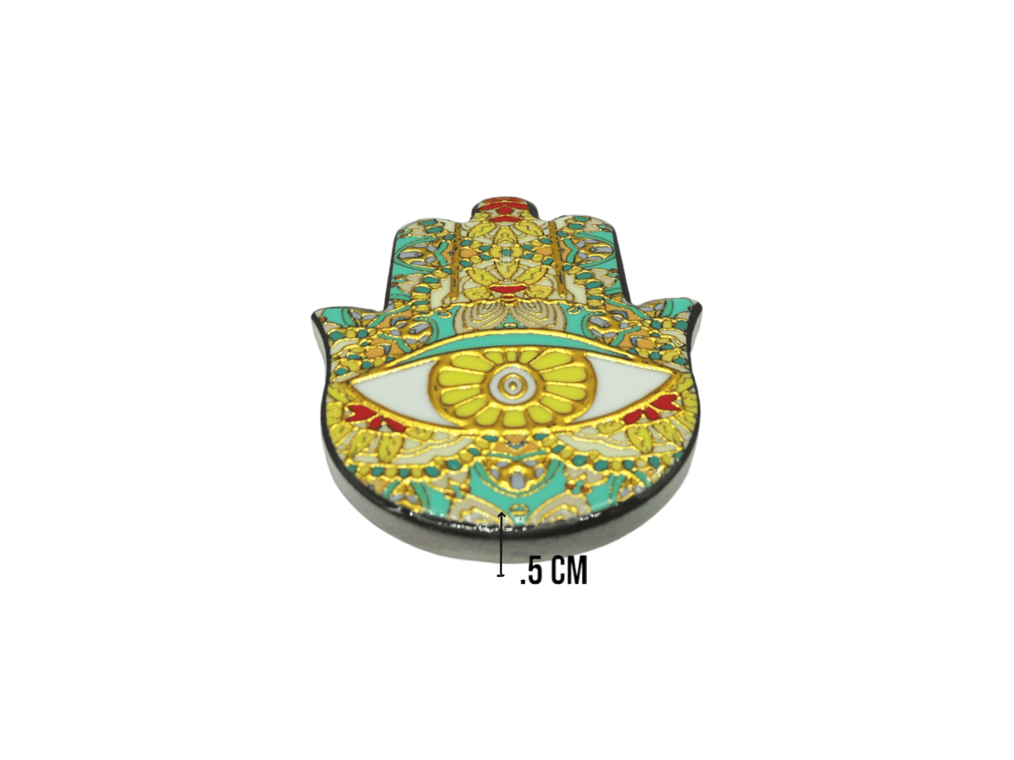 Mano de Fátima de cerámica con imán | Dorado | Mod 7 | 6 cm x 8cm - Imagen 3