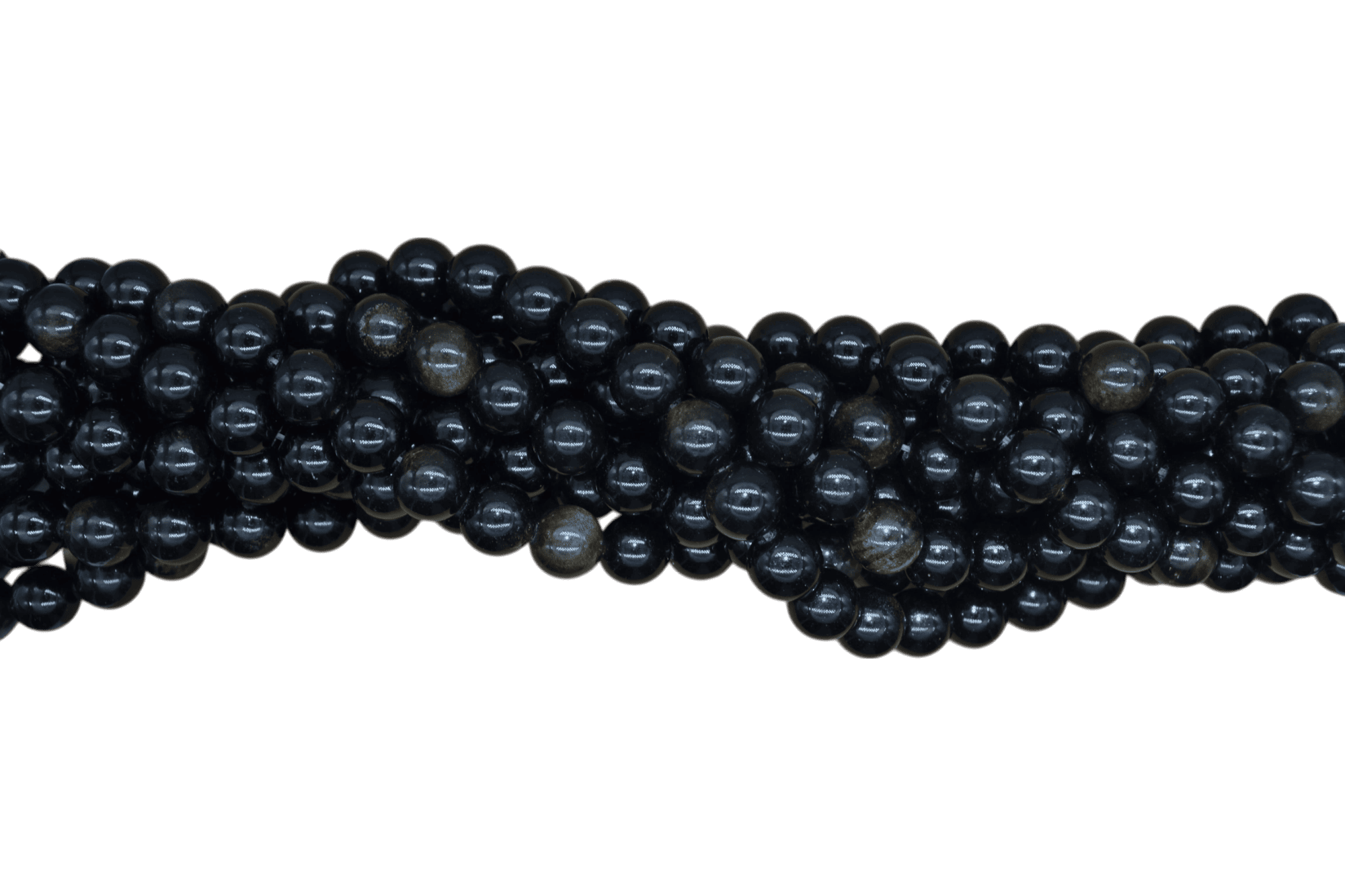 Tira de piedra obsidiana dorada en forma de bola | 10mm