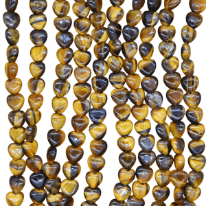 Tira de piedra ojo de tigre en forma de corazón | 10mm