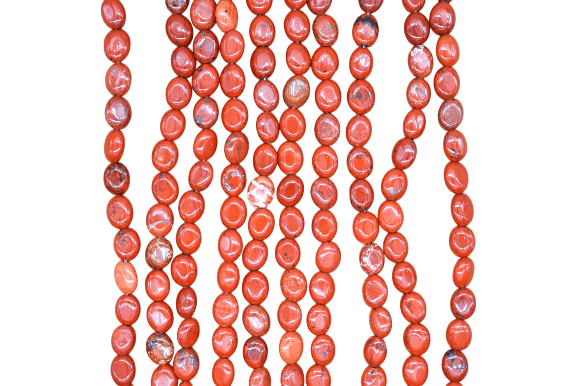 Tira de piedra jaspe rojo en forma oval | 8mm x 10mm