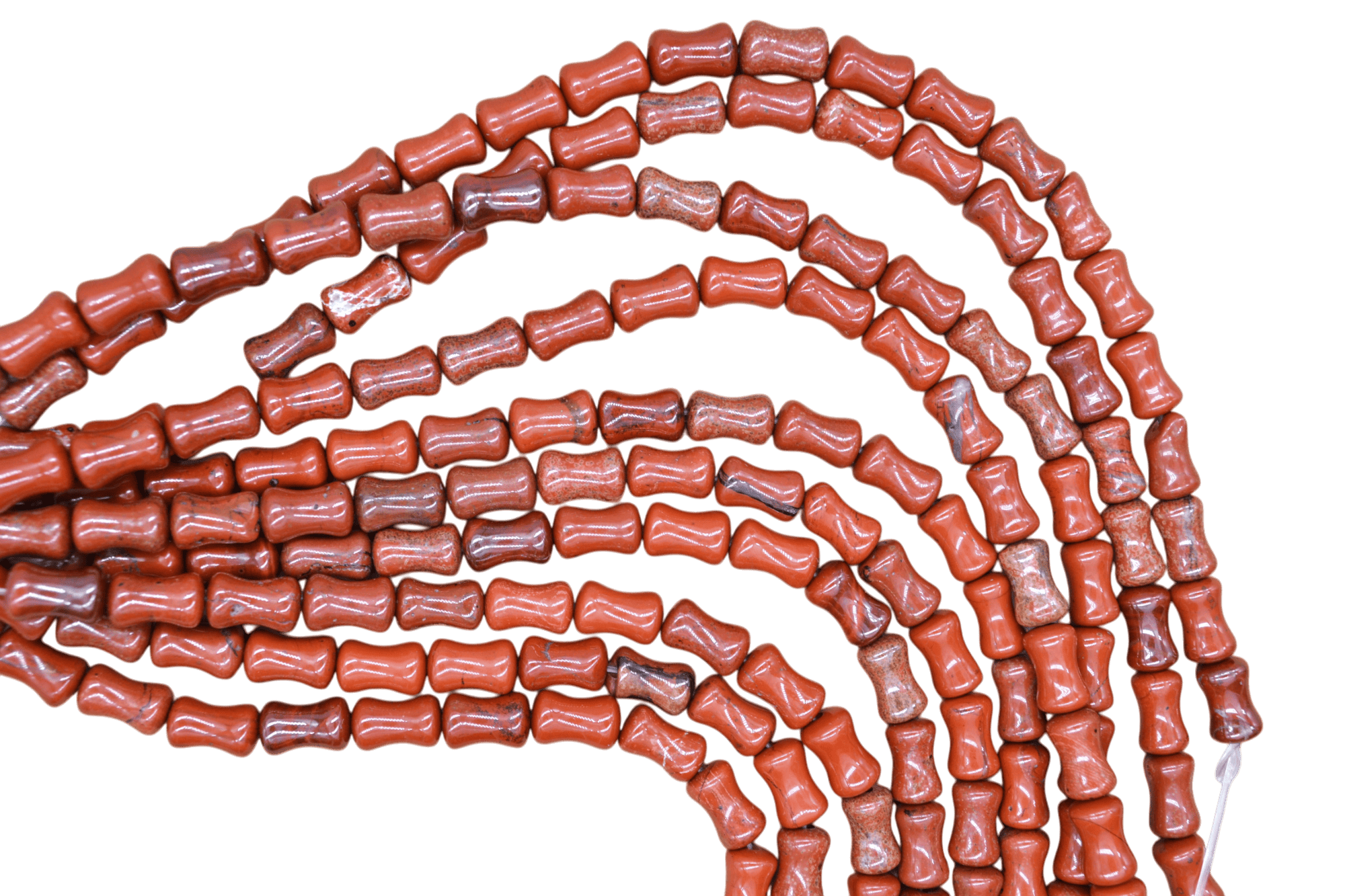 Tira de piedra jaspe rojo en forma de tubo | 6mm x 10mm