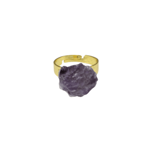 Anillo ajustable de latón con cuarzo amatista