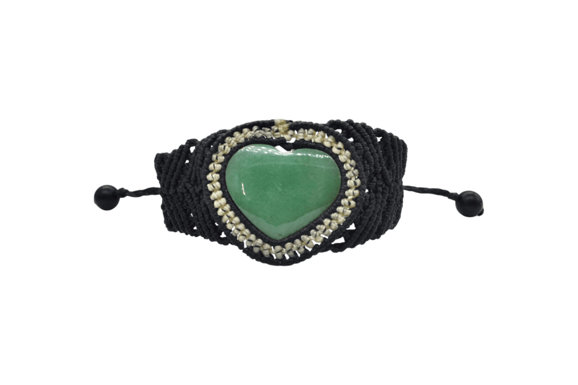 Brazalete ajustable de cuarzo verde tejido artesanalmente con hilo encerado