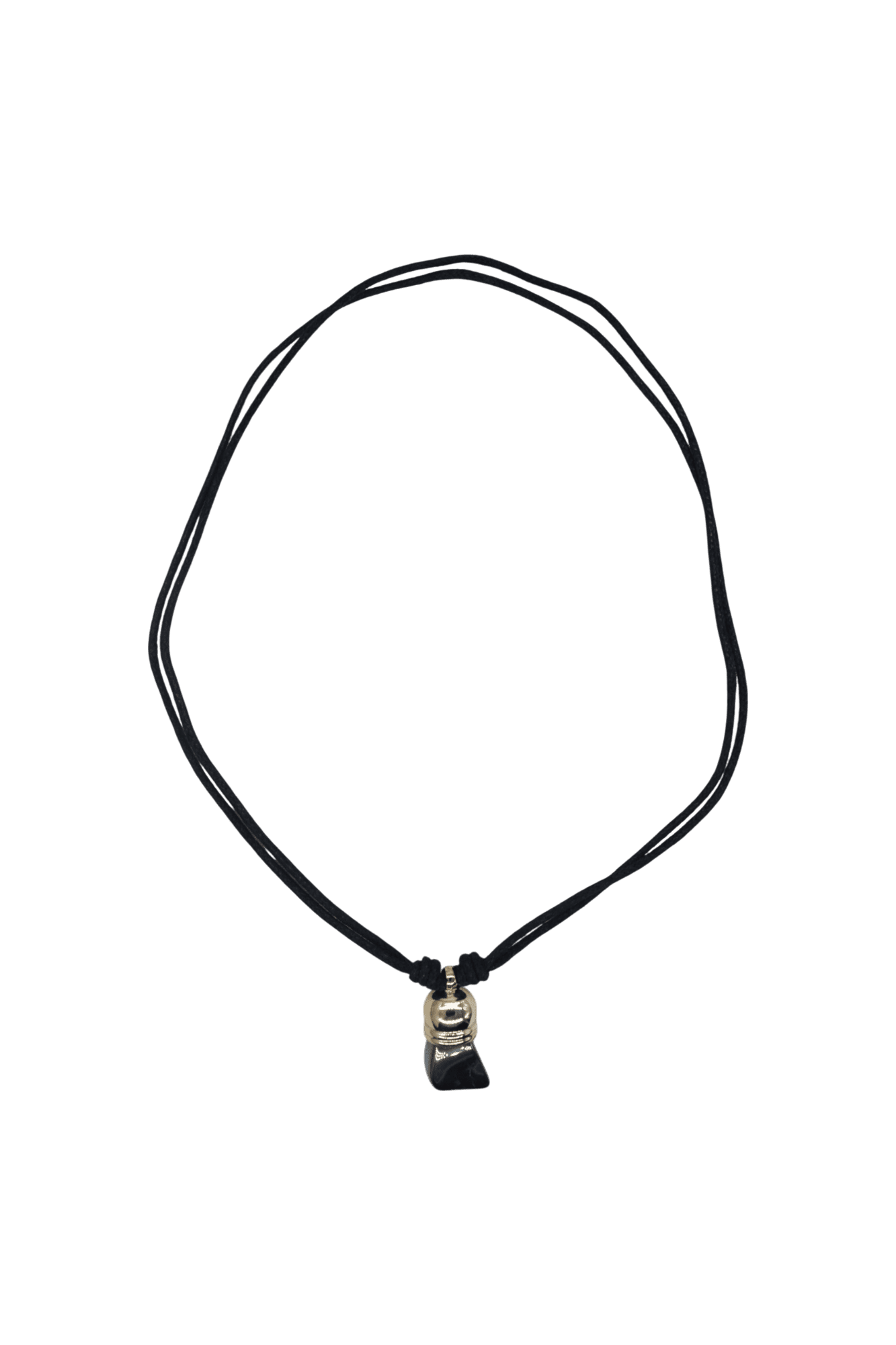 Collar de piedra hematita con capuchón dorado - Imagen 2