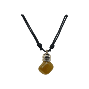 Collar de piedra ágata amarilla con capuchón dorado