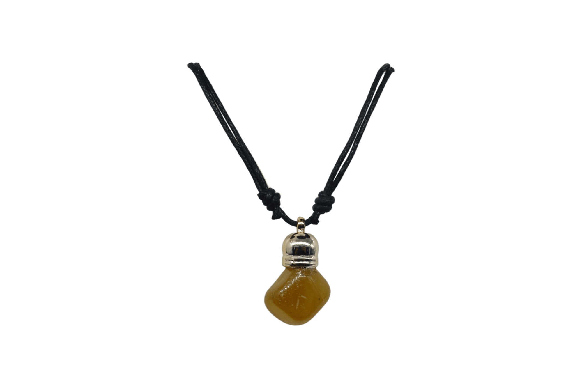 Collar de piedra ágata amarilla con capuchón dorado