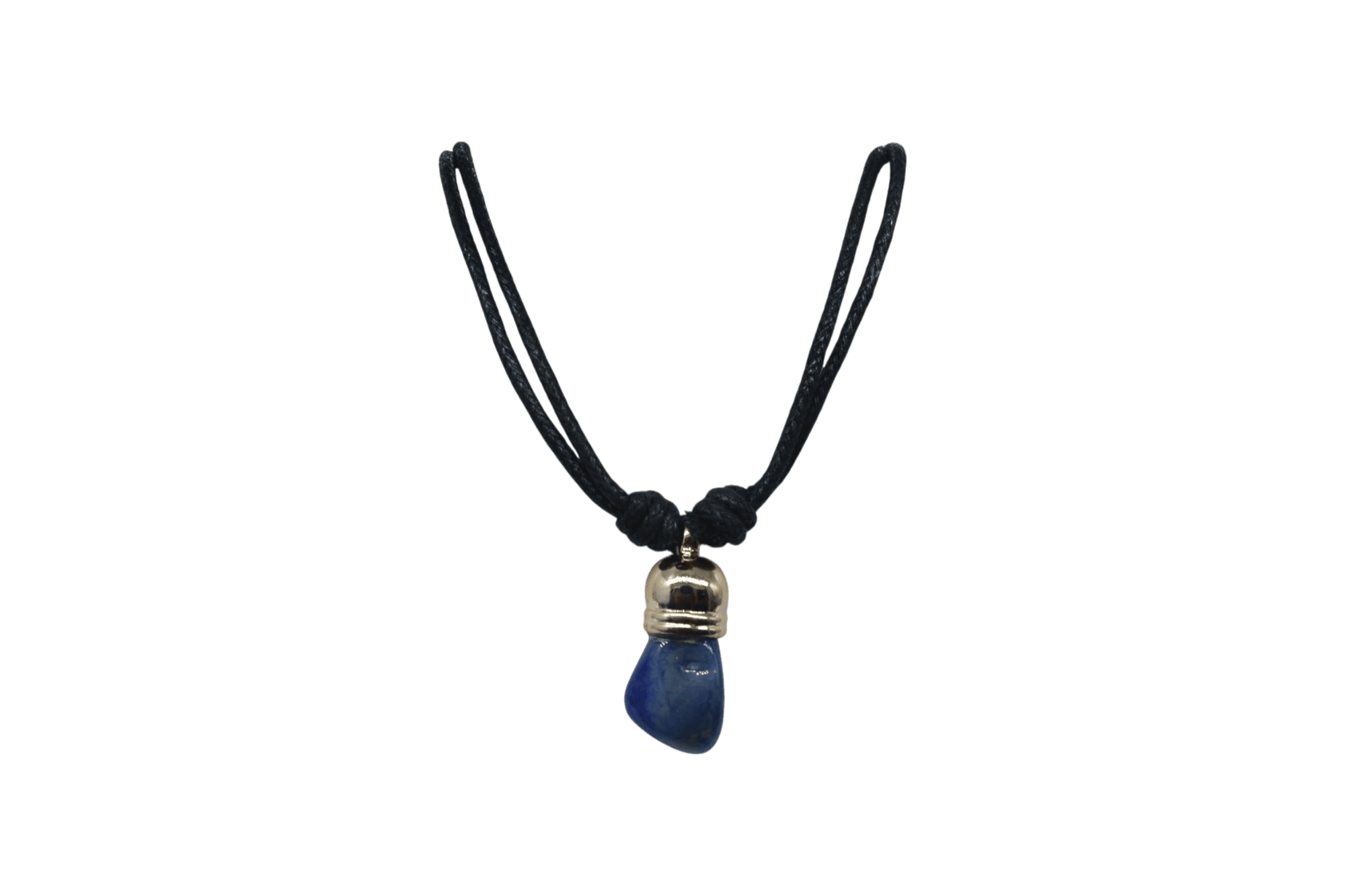 Collar de piedra ágata azul con capuchón dorado