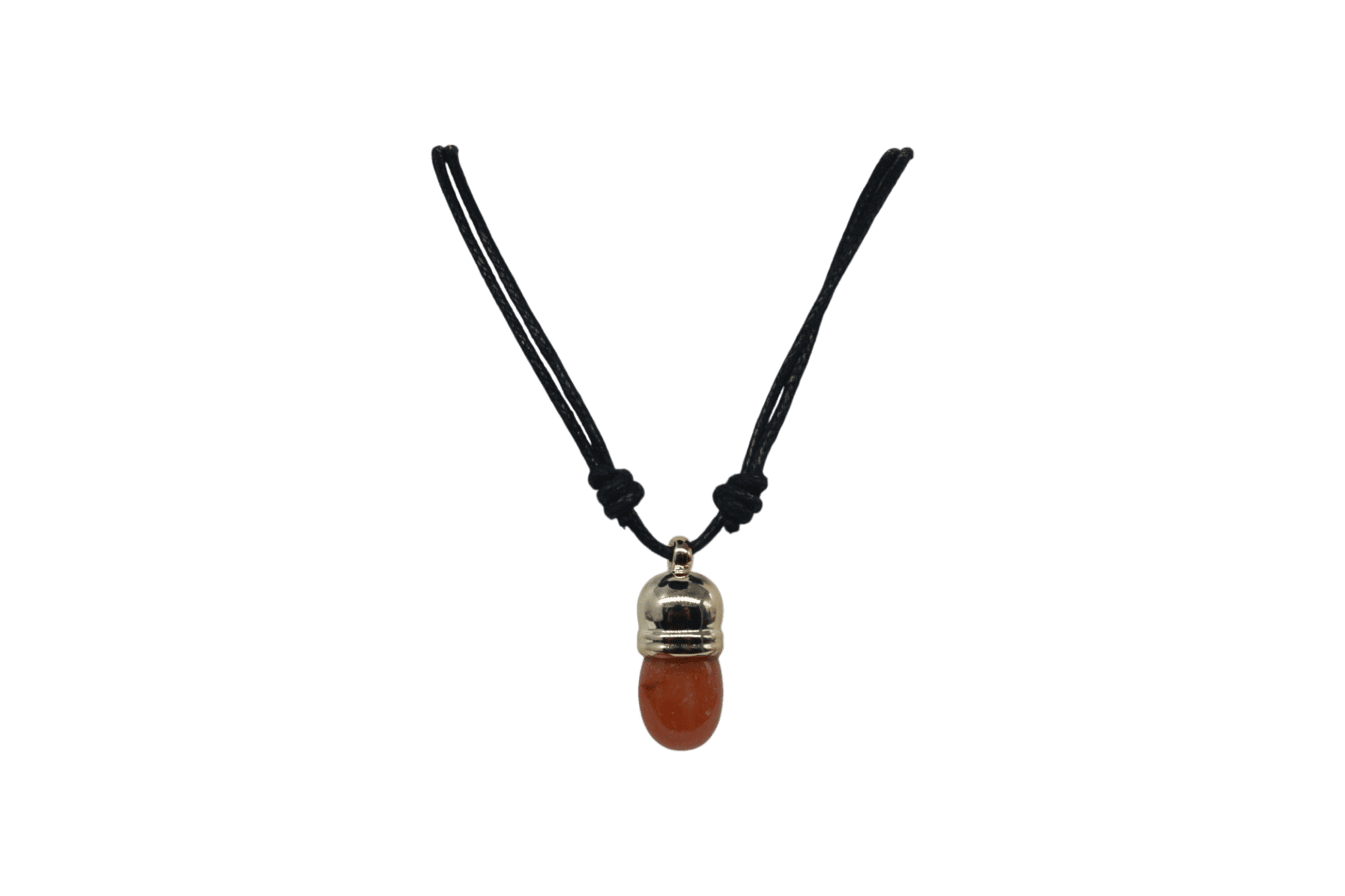 Collar de piedra ágata cornalina con capuchón dorado
