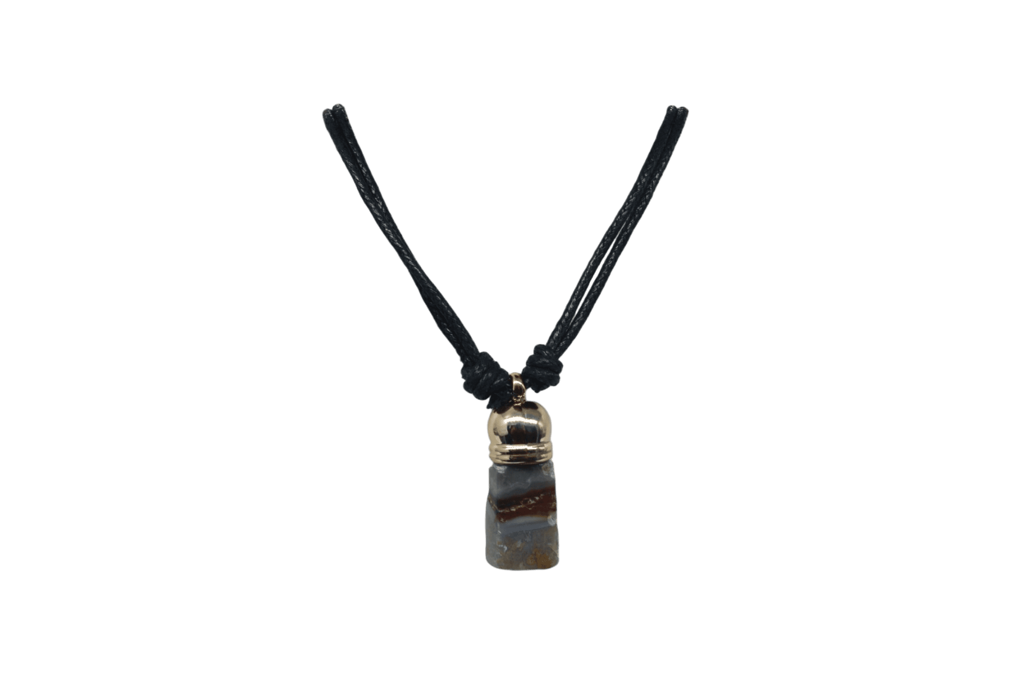 Collar de piedra ágata crazy con capuchón dorado