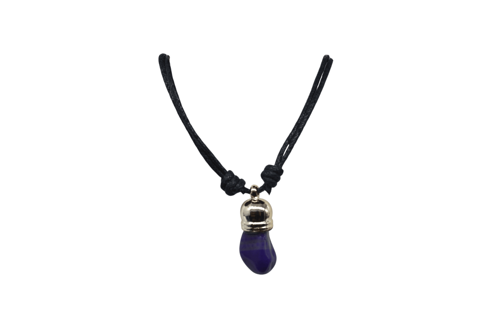 Collar de piedra ágata morada con capuchón dorado