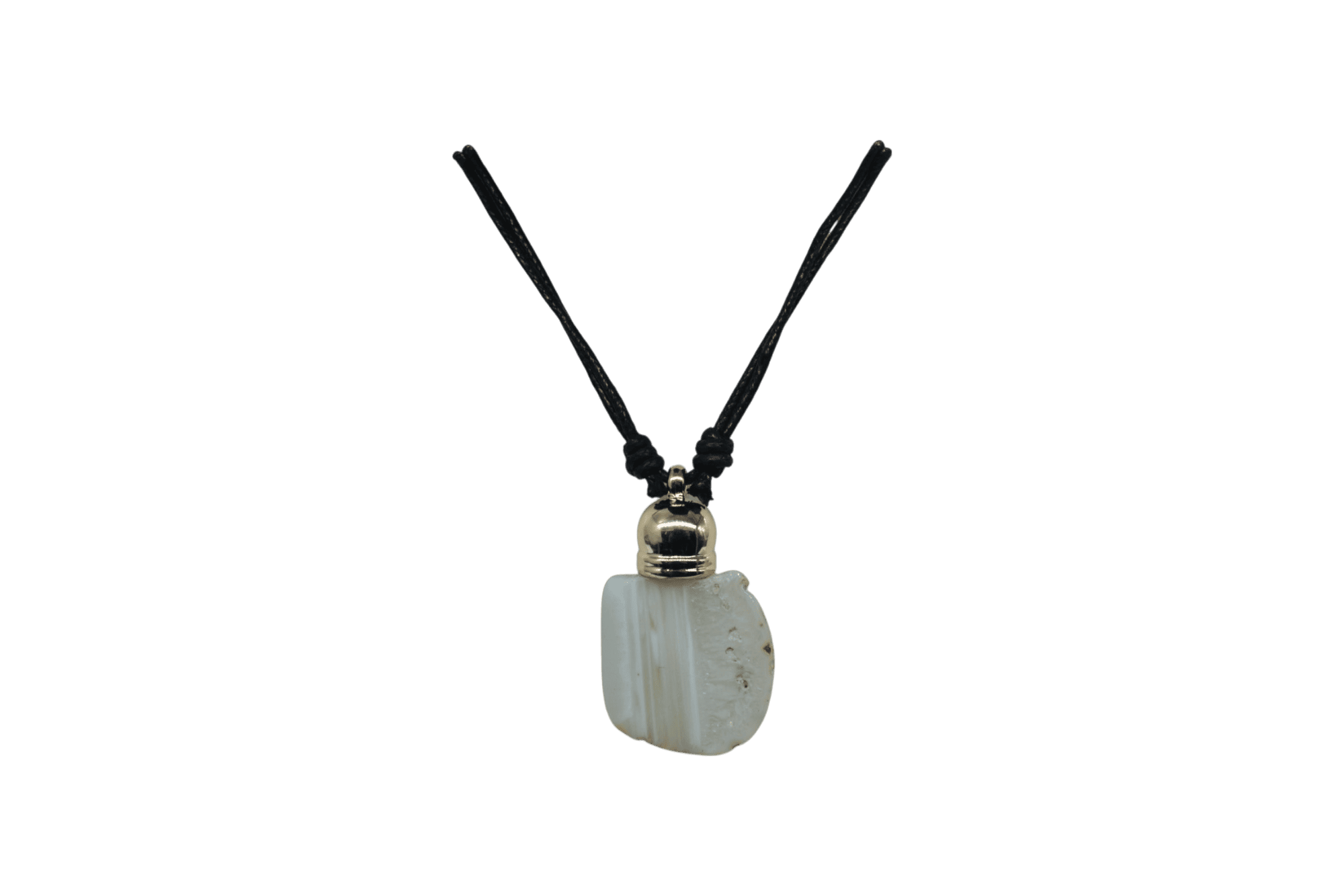 Collar de piedra ágata natural con capuchón dorado
