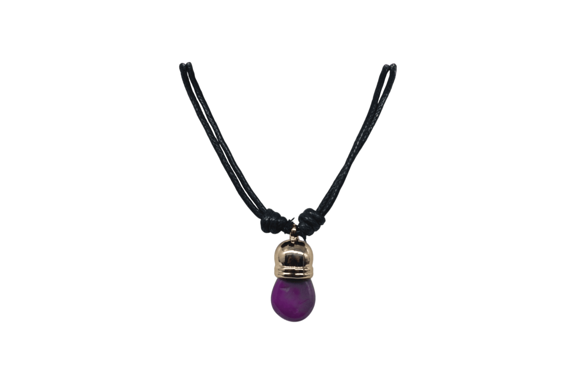 Collar de piedra ágata rosa con capuchón dorado