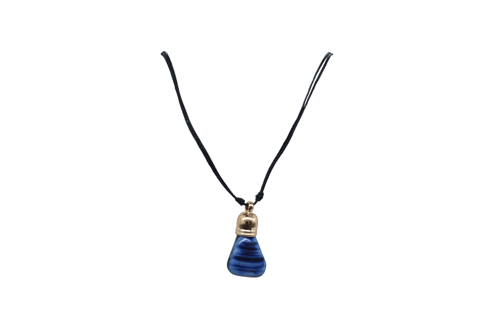 Collar de ágata azul con capuchón dorado de 9mm