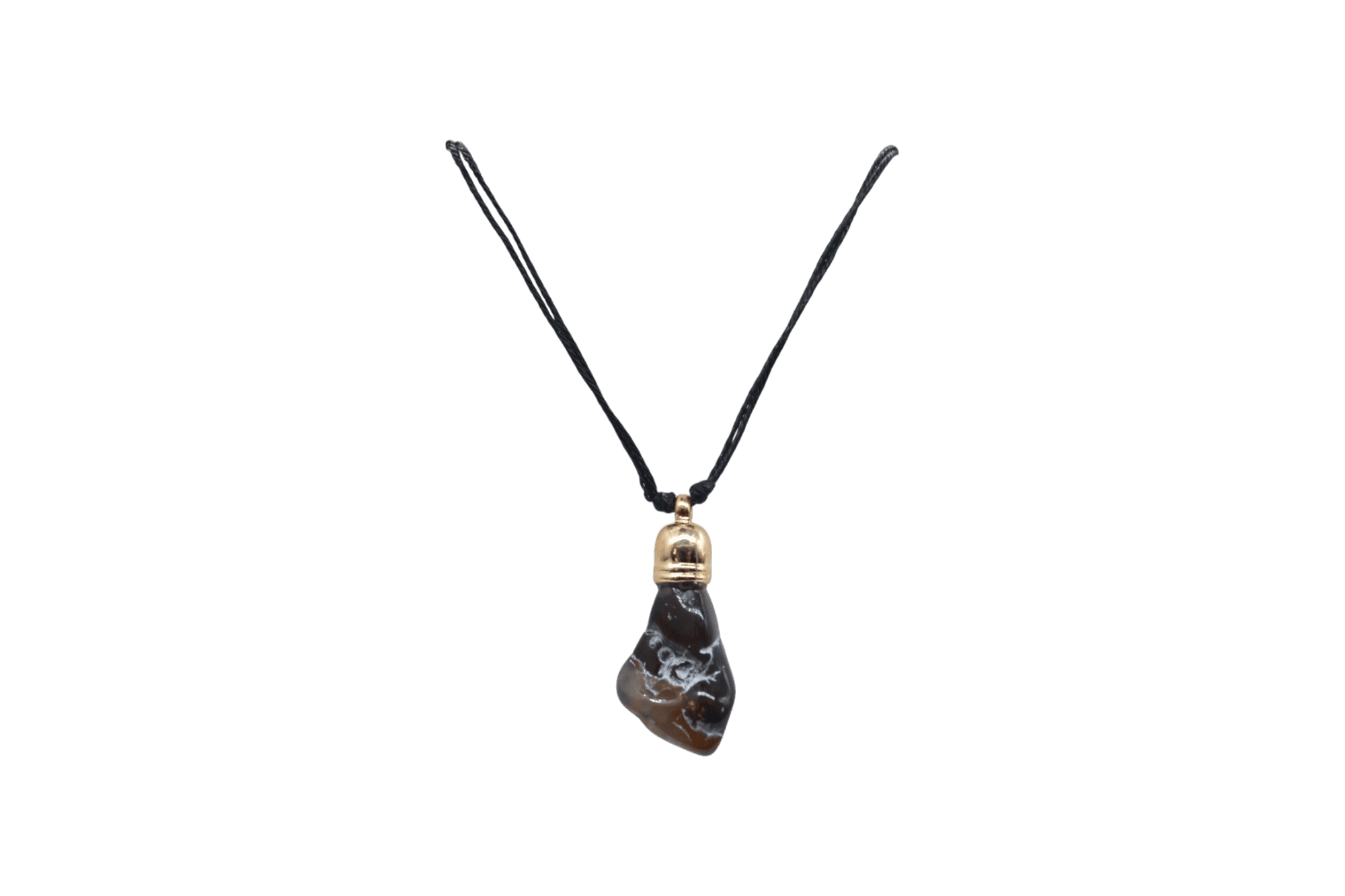 Collar de ágata de fuego con capuchón dorado de 9mm