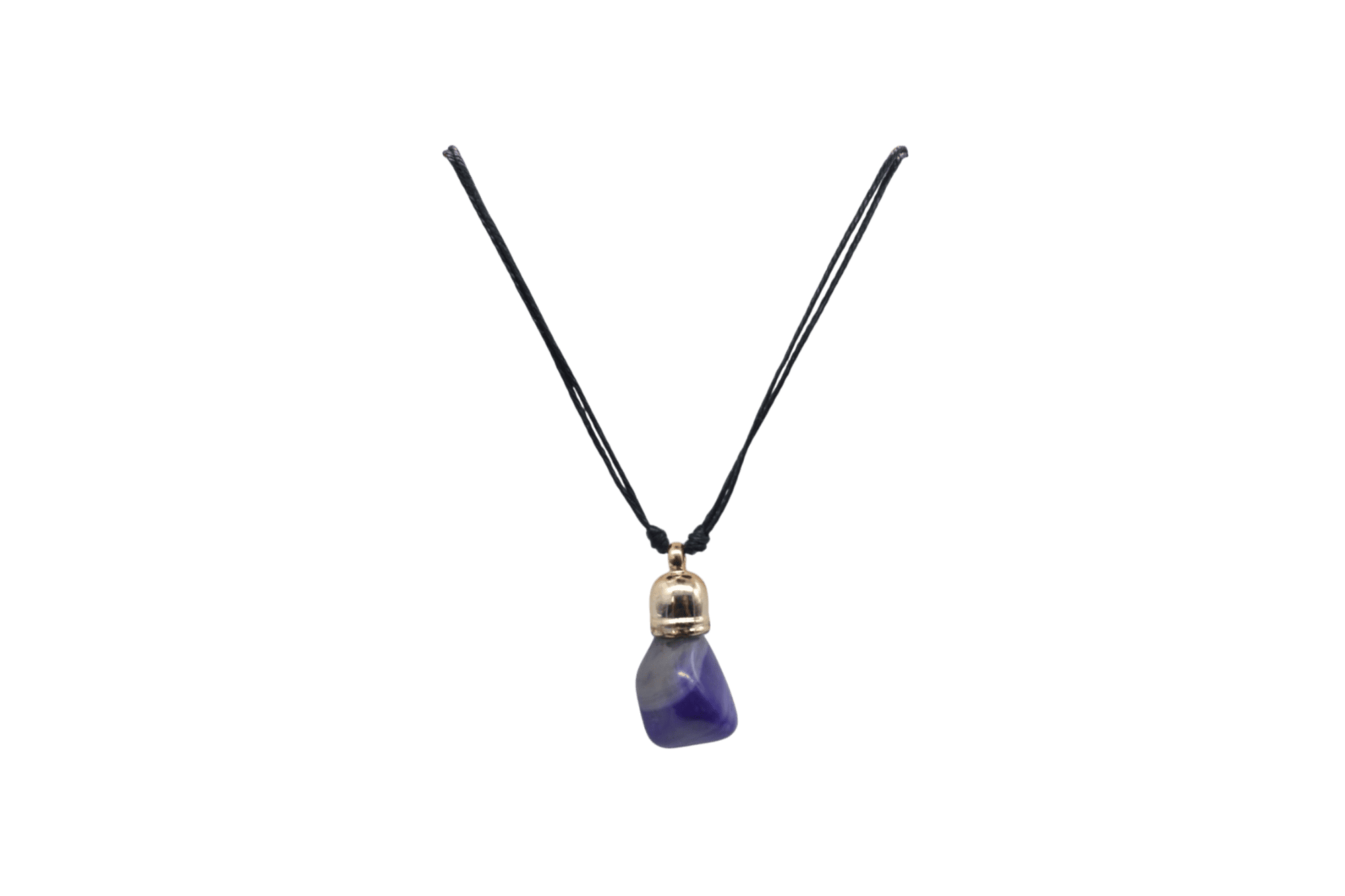 Collar de ágata morada con capuchón dorado de 9mm