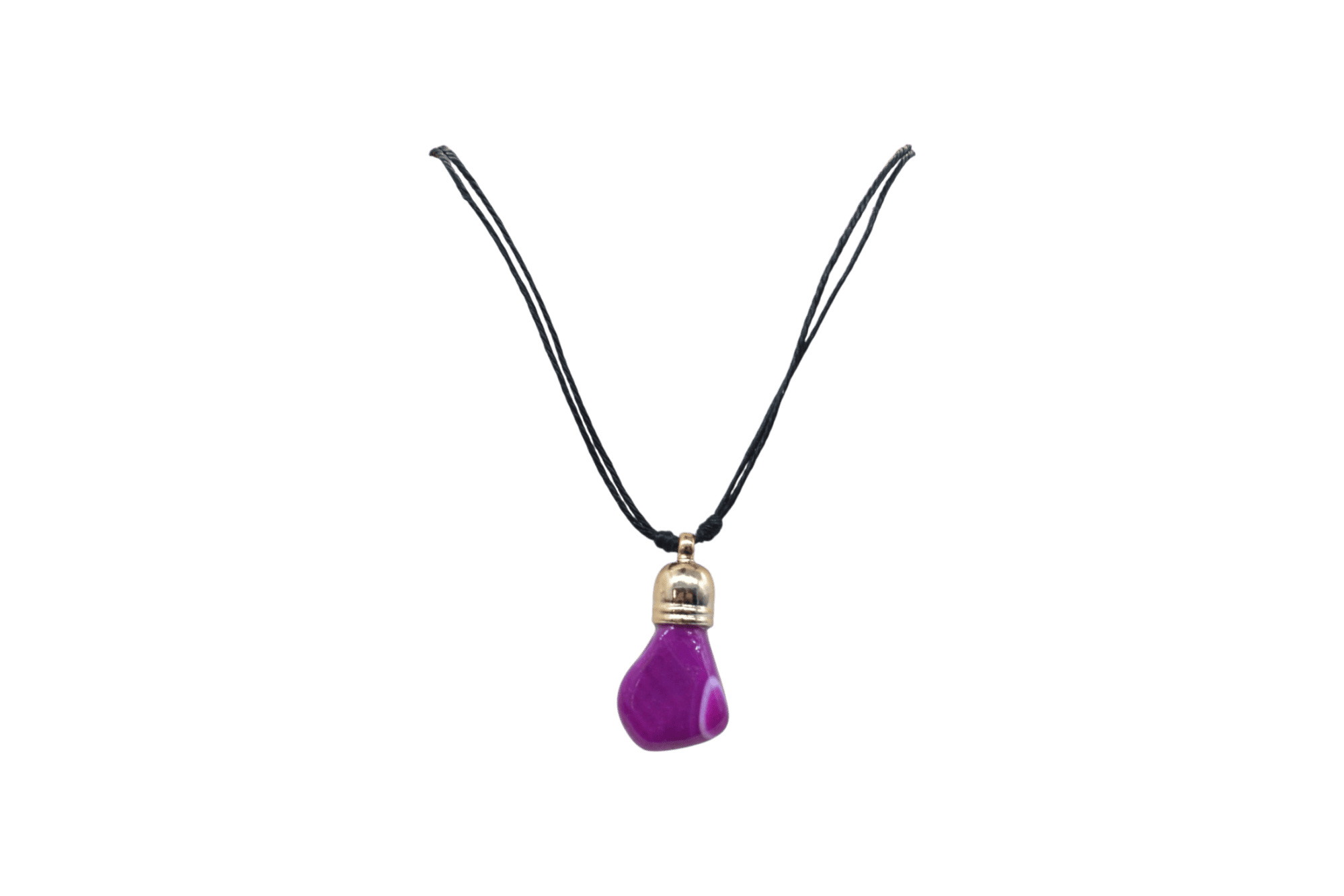 Collar de ágata rosa con capuchón dorado de 9mm