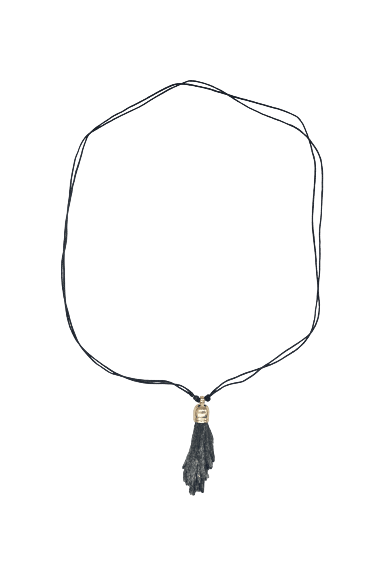 Collar de piedra cianita negra con capuchón dorado de 9mm - Imagen 2