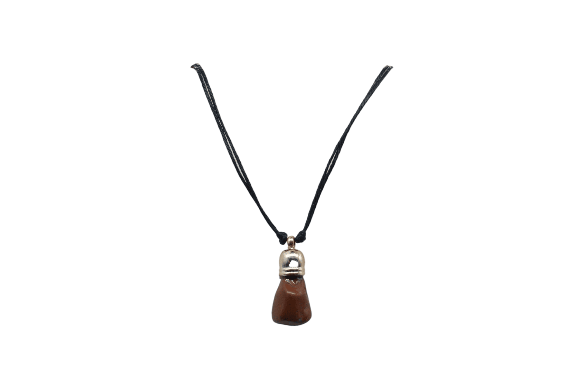 Collar de piedra jaspe rojo con capuchón dorado de 9mm