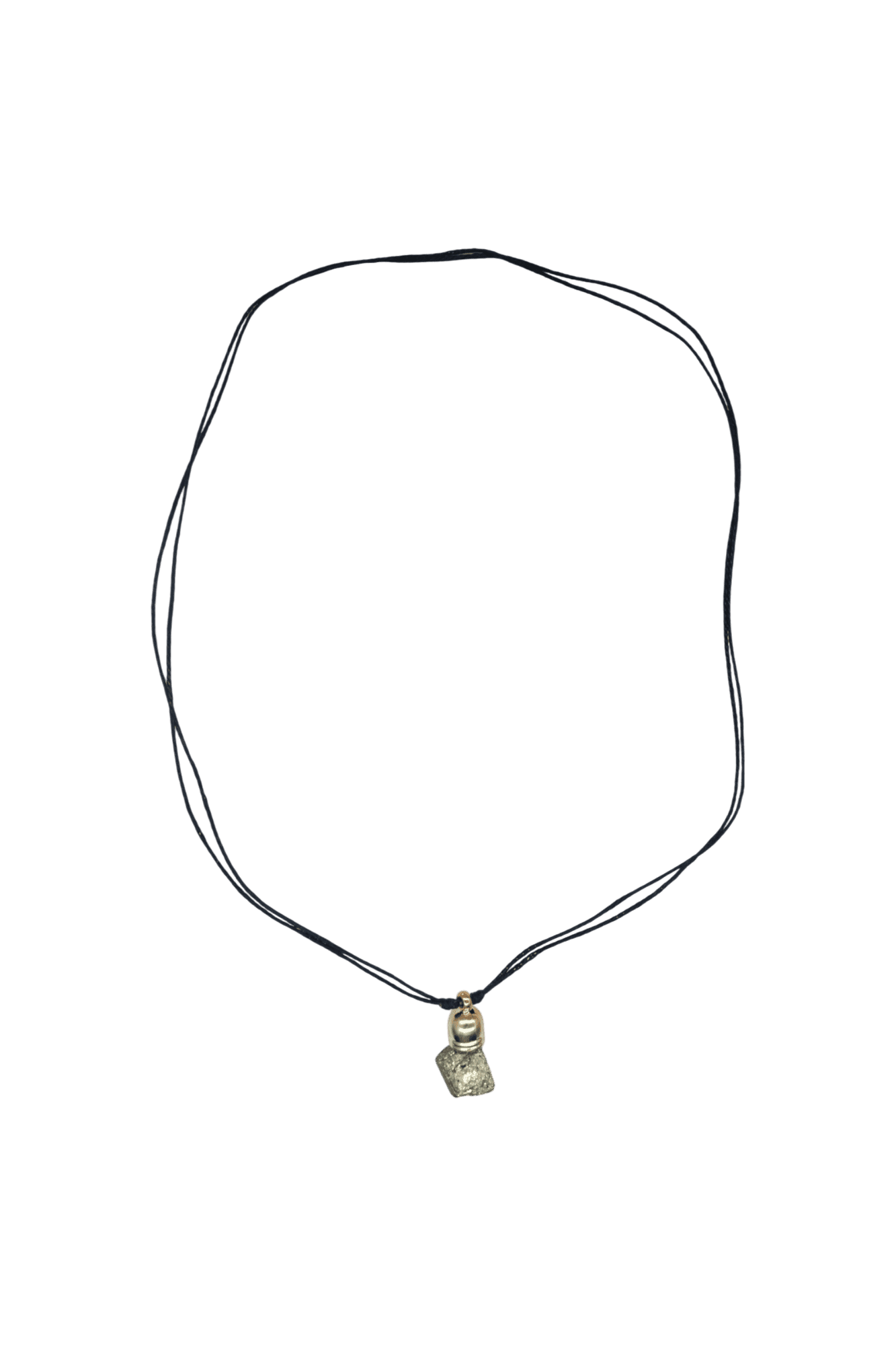 Collar de piedra pirita con capuchón dorado de 9mm - Imagen 2