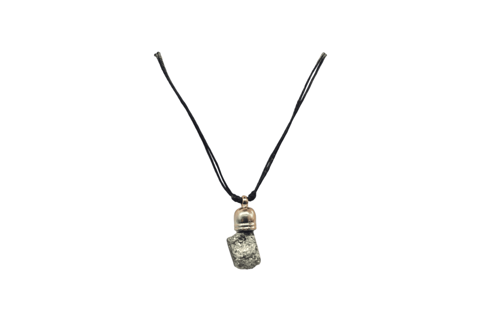 Collar de piedra pirita con capuchón dorado de 9mm