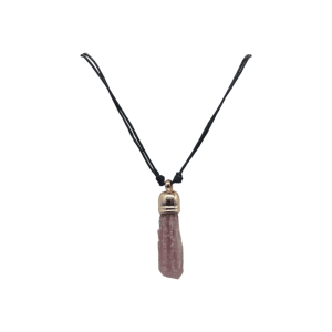 Collar de piedra turmalina sandía con capuchón dorado de 9mm