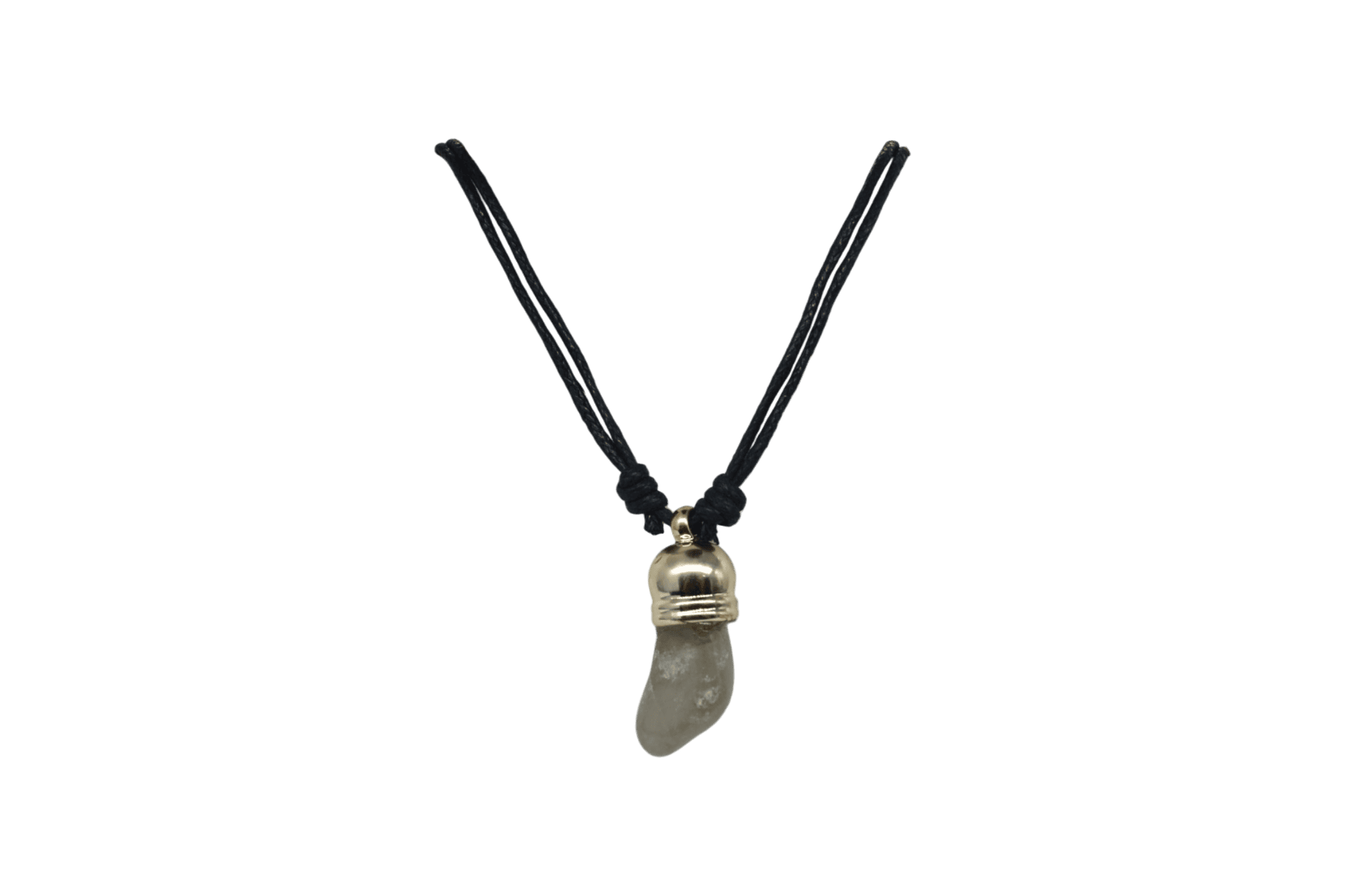 Collar de cuarzo ahumado con capuchón dorado