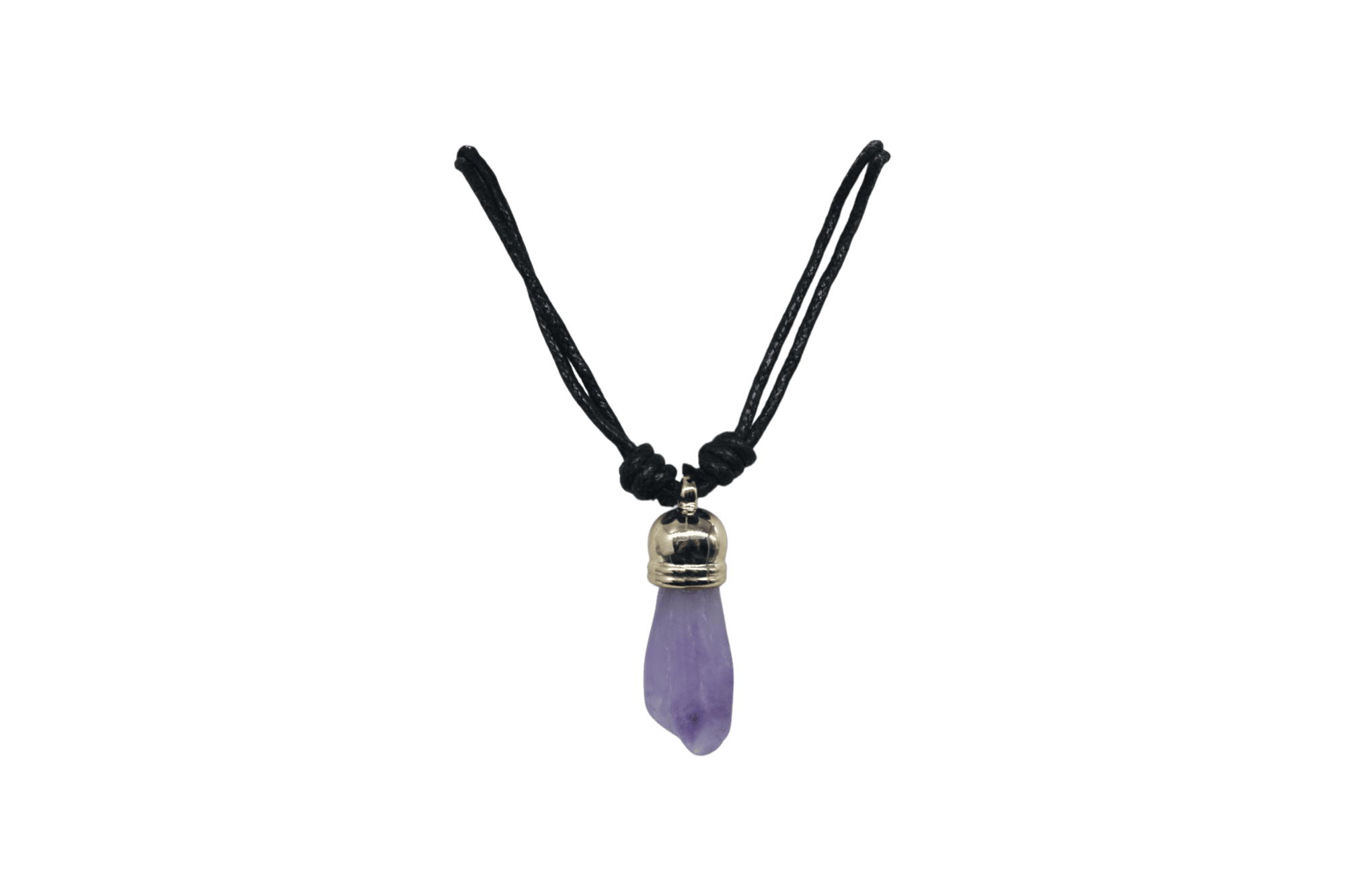 Collar de cuarzo amatista con capuchón dorado