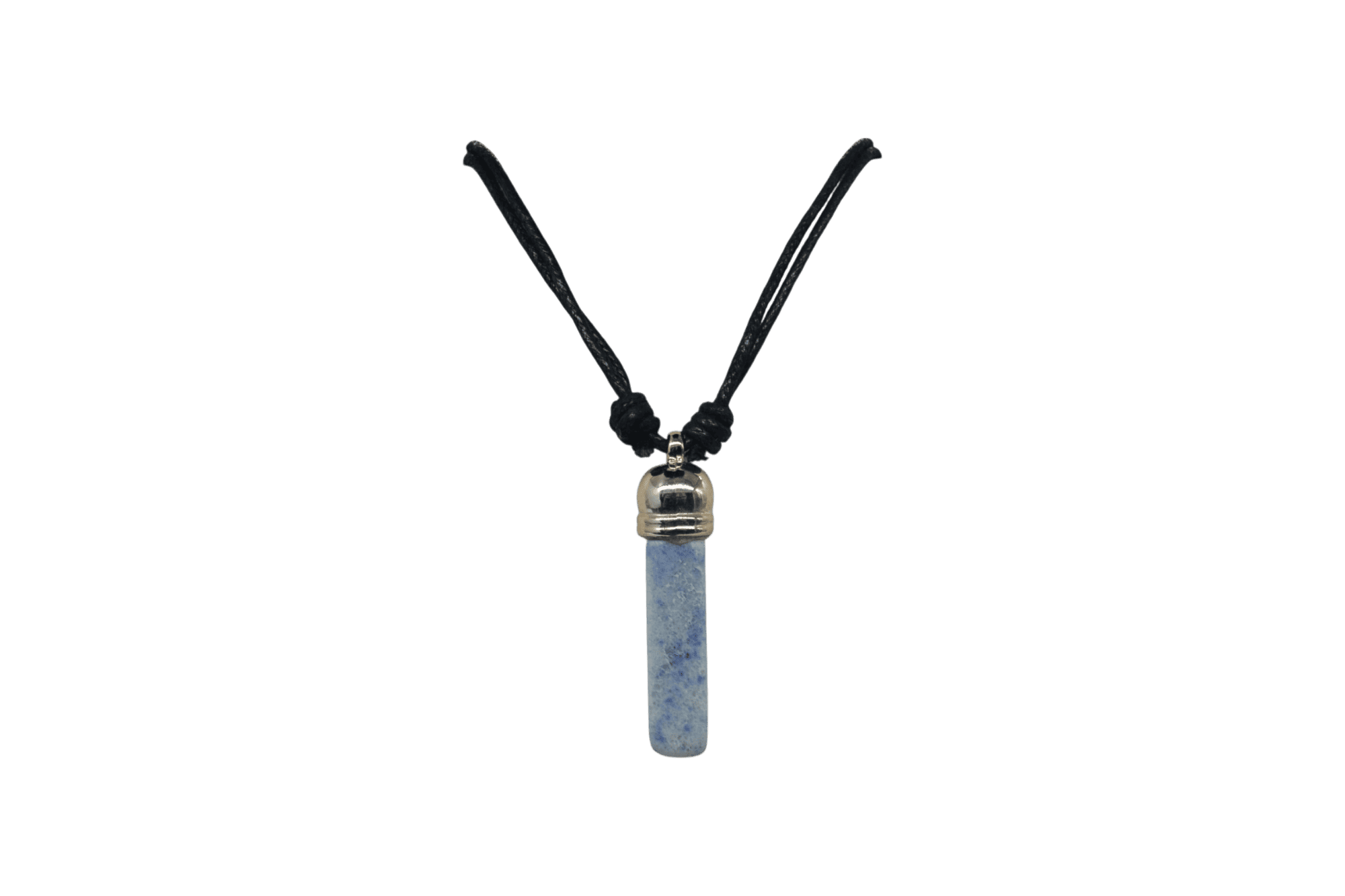 Collar de cuarzo azul con capuchón dorado