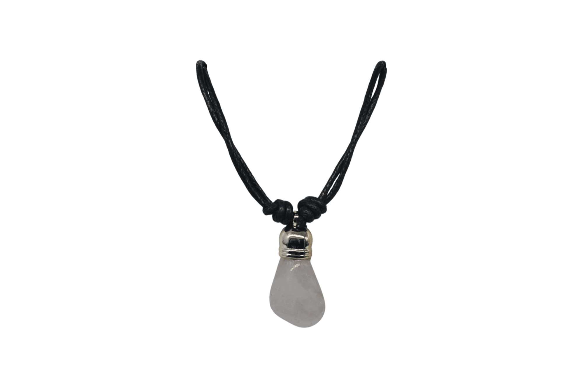 Collar de cuarzo rosa con capuchón dorado