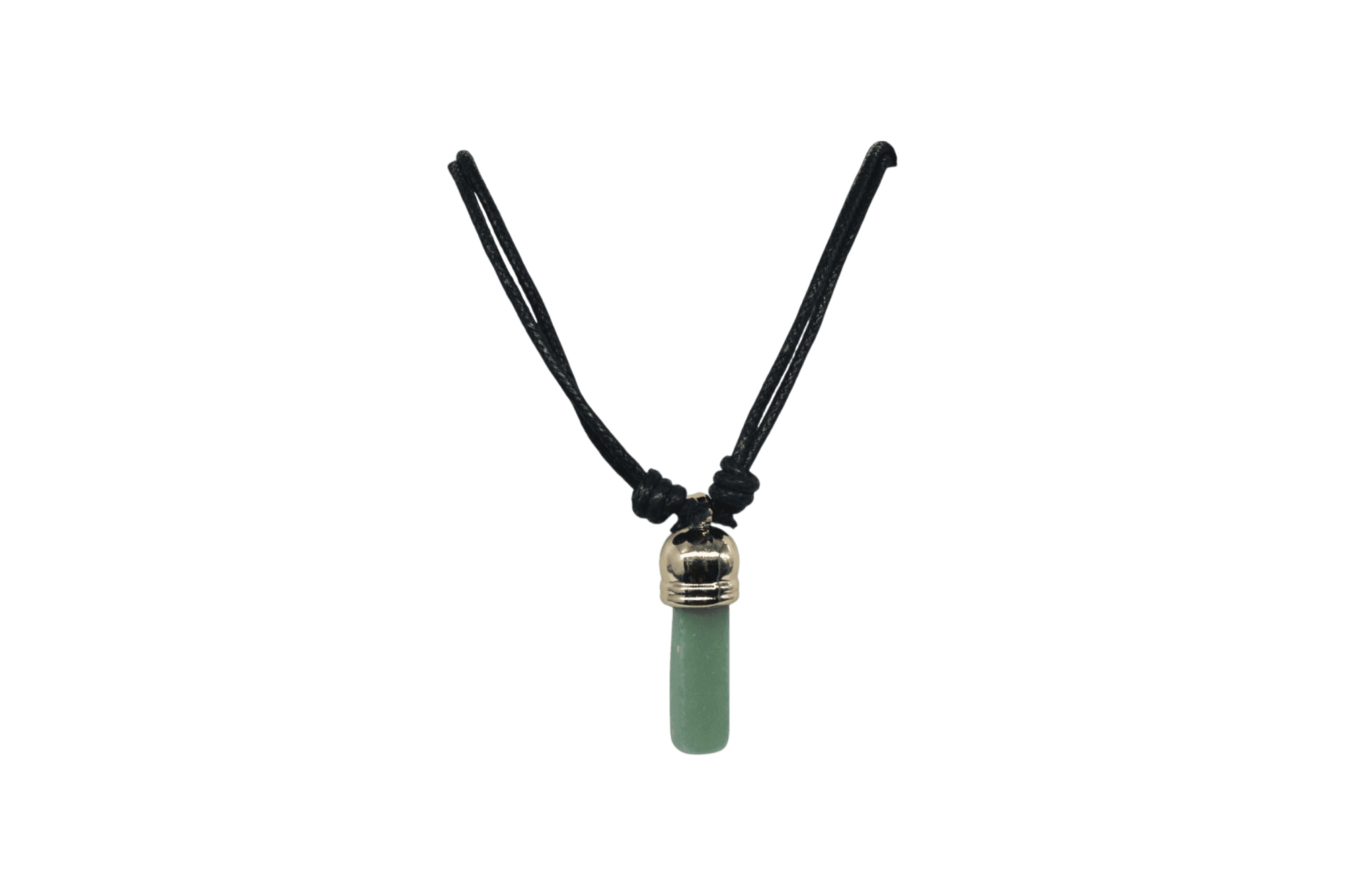 Collar de cuarzo verde con capuchón dorado