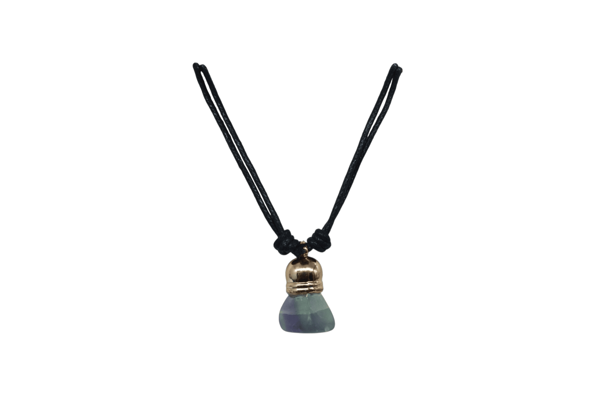 Collar de piedra fluorita con capuchón dorado