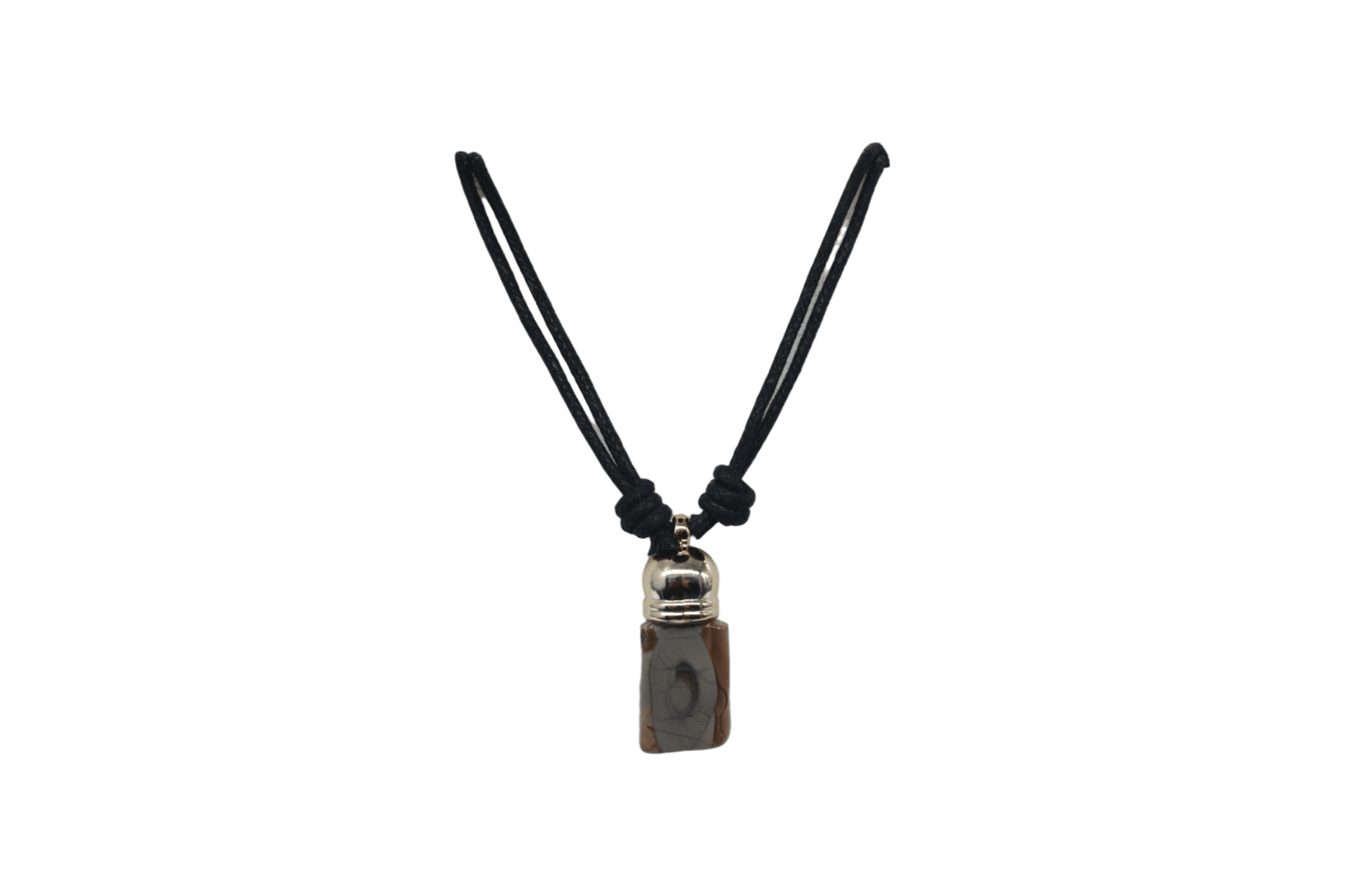 Collar de piedra royal jasper imperial con capuchón dorado
