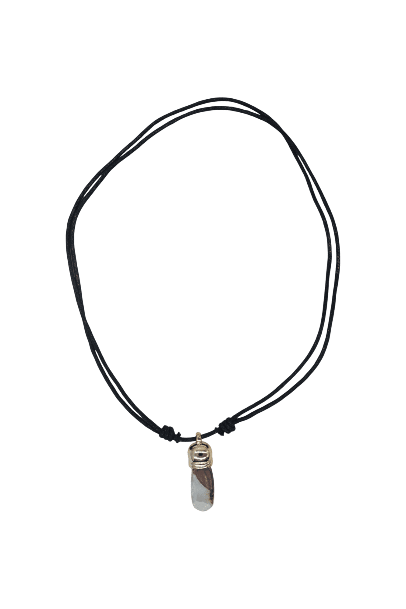 Collar de piedra jaspe picaso con capuchón dorado - Imagen 2