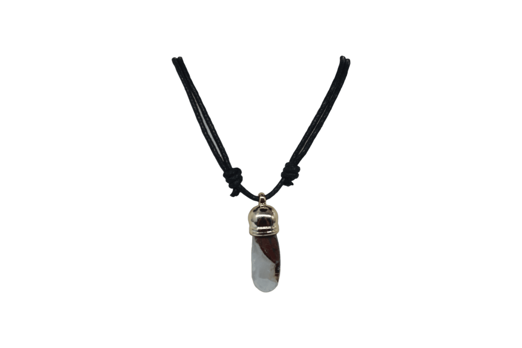 Collar de piedra jaspe picaso con capuchón dorado